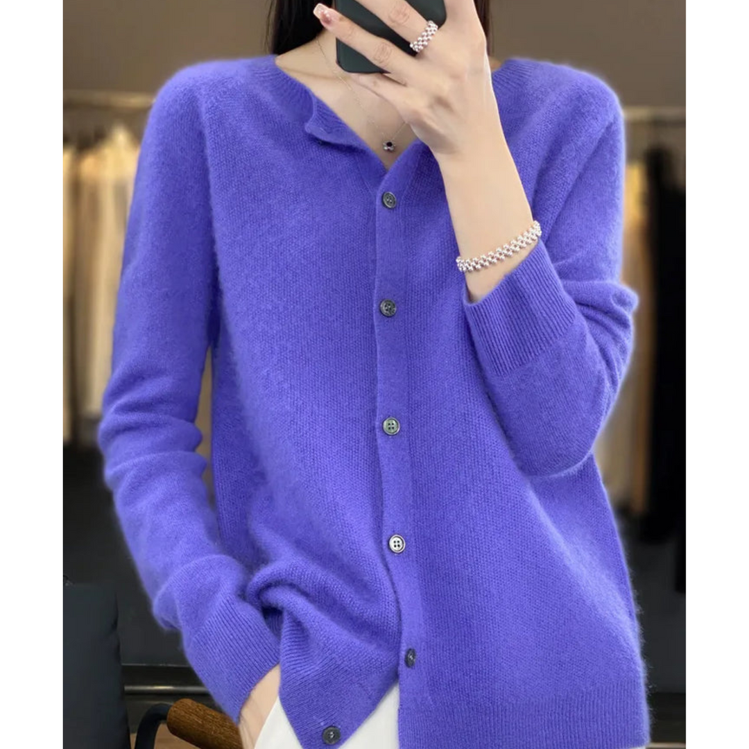 DANIELLE | Pure Merino Wool Women's O-Neck Cardigan 2