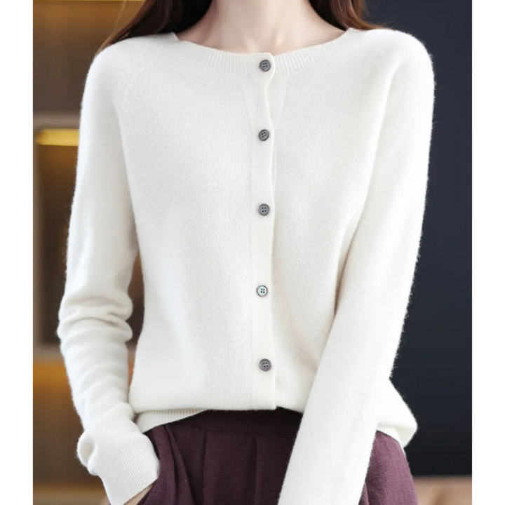 DANIELLE | Pure Merino Wool Women's O-Neck Cardigan 3