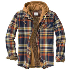 Men's Checked Jacket with Zipper Hood