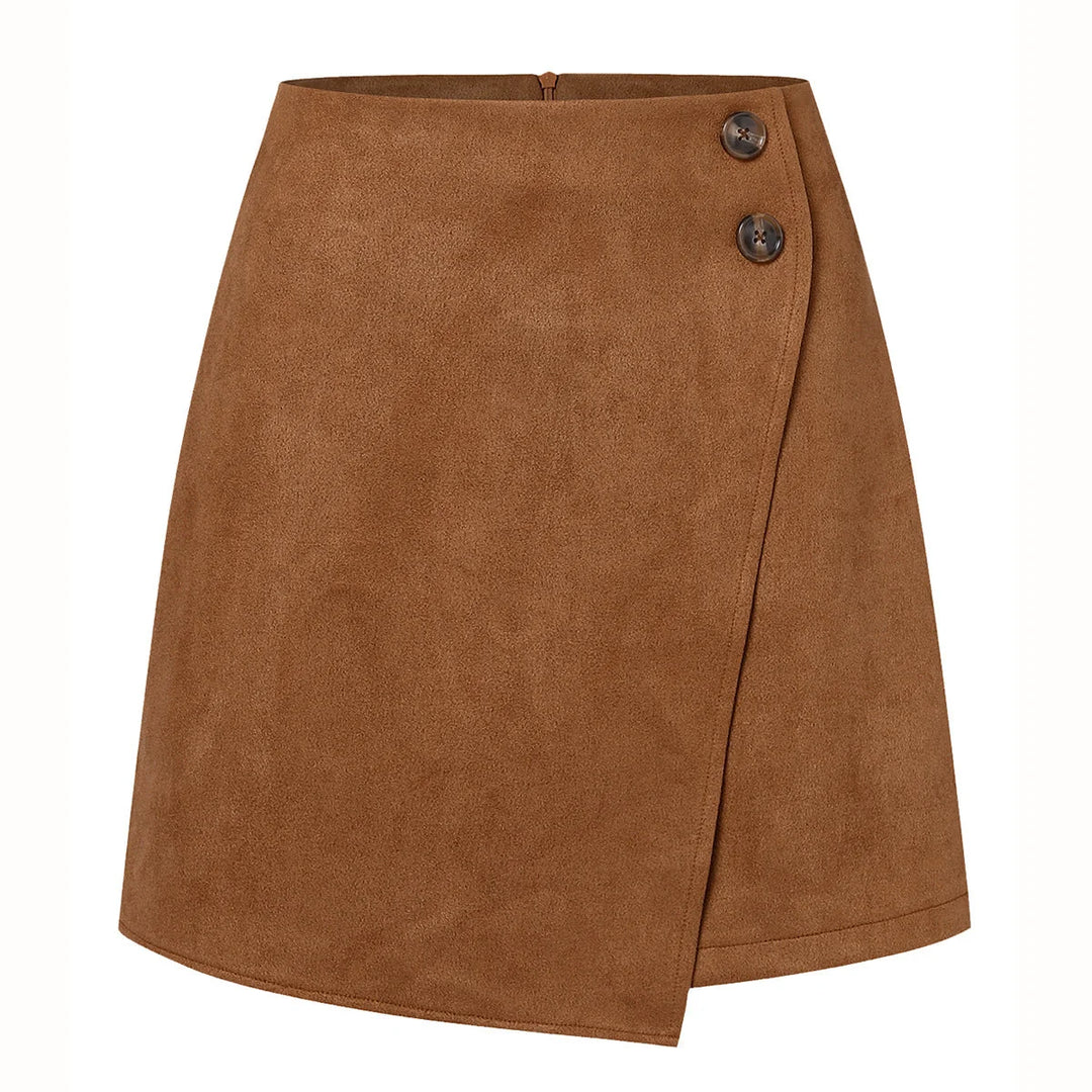 Damen asymmetrischer Rock aus Veloursleder 0
