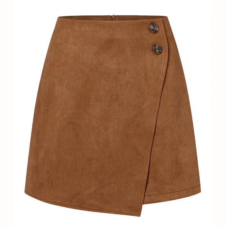 Damen asymmetrischer Rock aus Veloursleder 0