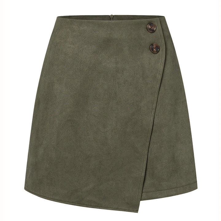 Damen asymmetrischer Rock aus Veloursleder 5