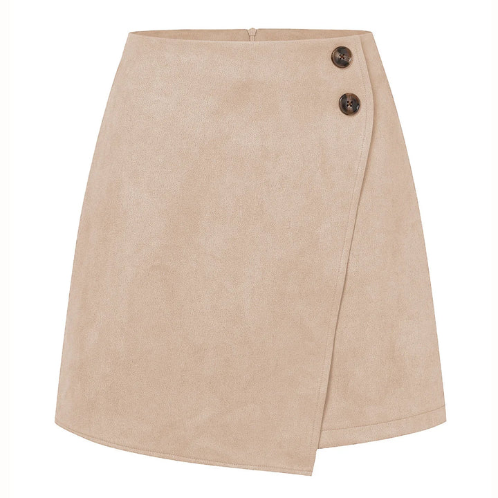 Damen asymmetrischer Rock aus Veloursleder 6