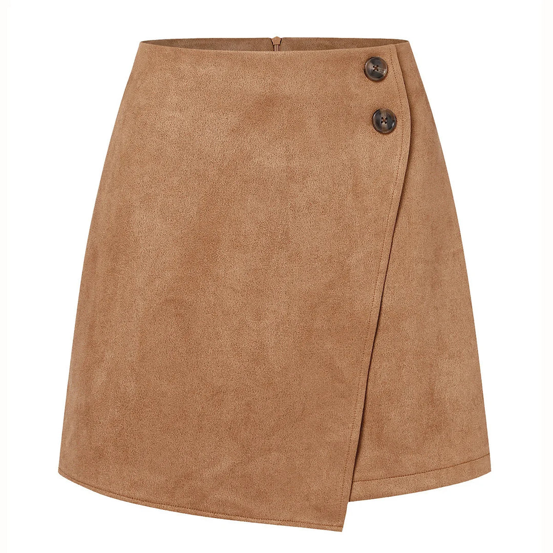 Damen asymmetrischer Rock aus Veloursleder 9