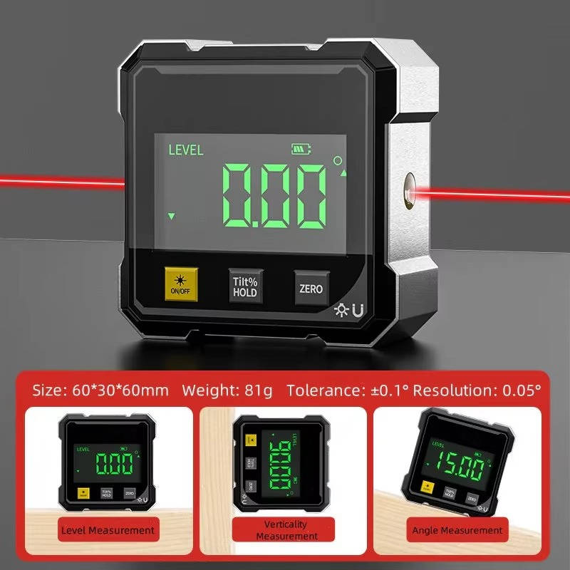 Digital Angle Finder Tool with Laser Level, Magnetic Grip, and USB Rechargeable Battery – Accurate Angle Measuring Tool 2