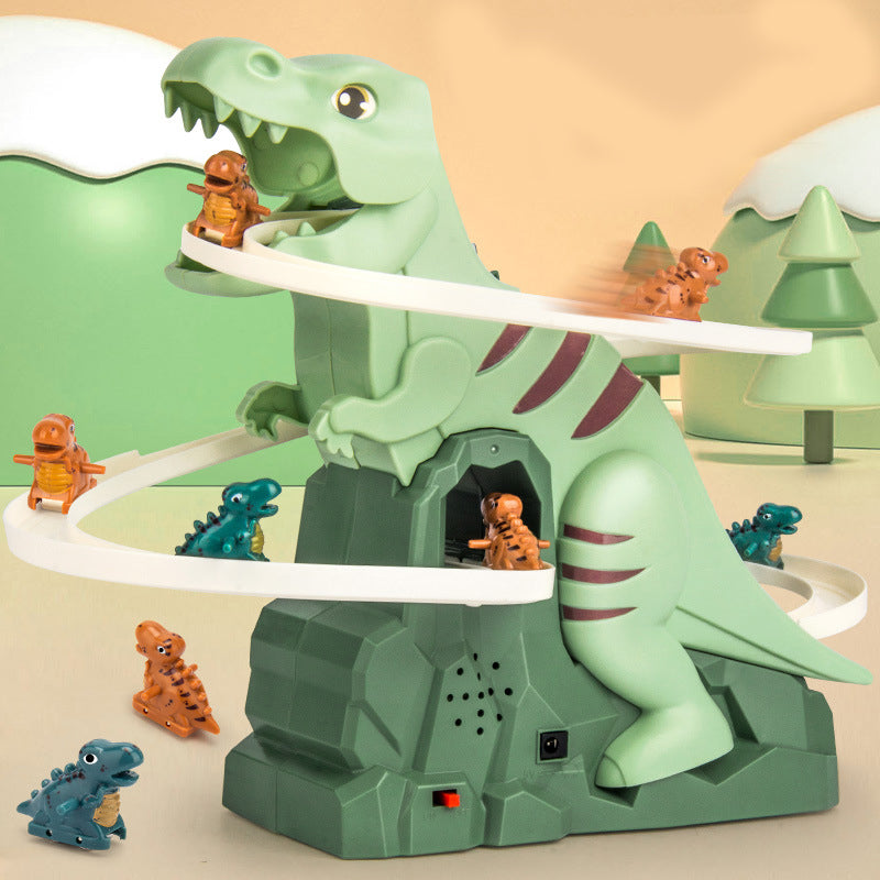 Dinosaur Race Track Playset – Interactive Track with LED Lighting and Automatic Climbing Cars for Children 1