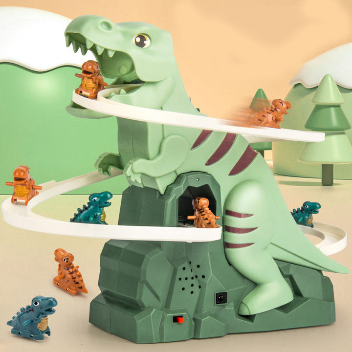 Dinosaur Race Track Playset – Interactive Track with LED Lighting and Automatic Climbing Cars for Children 1