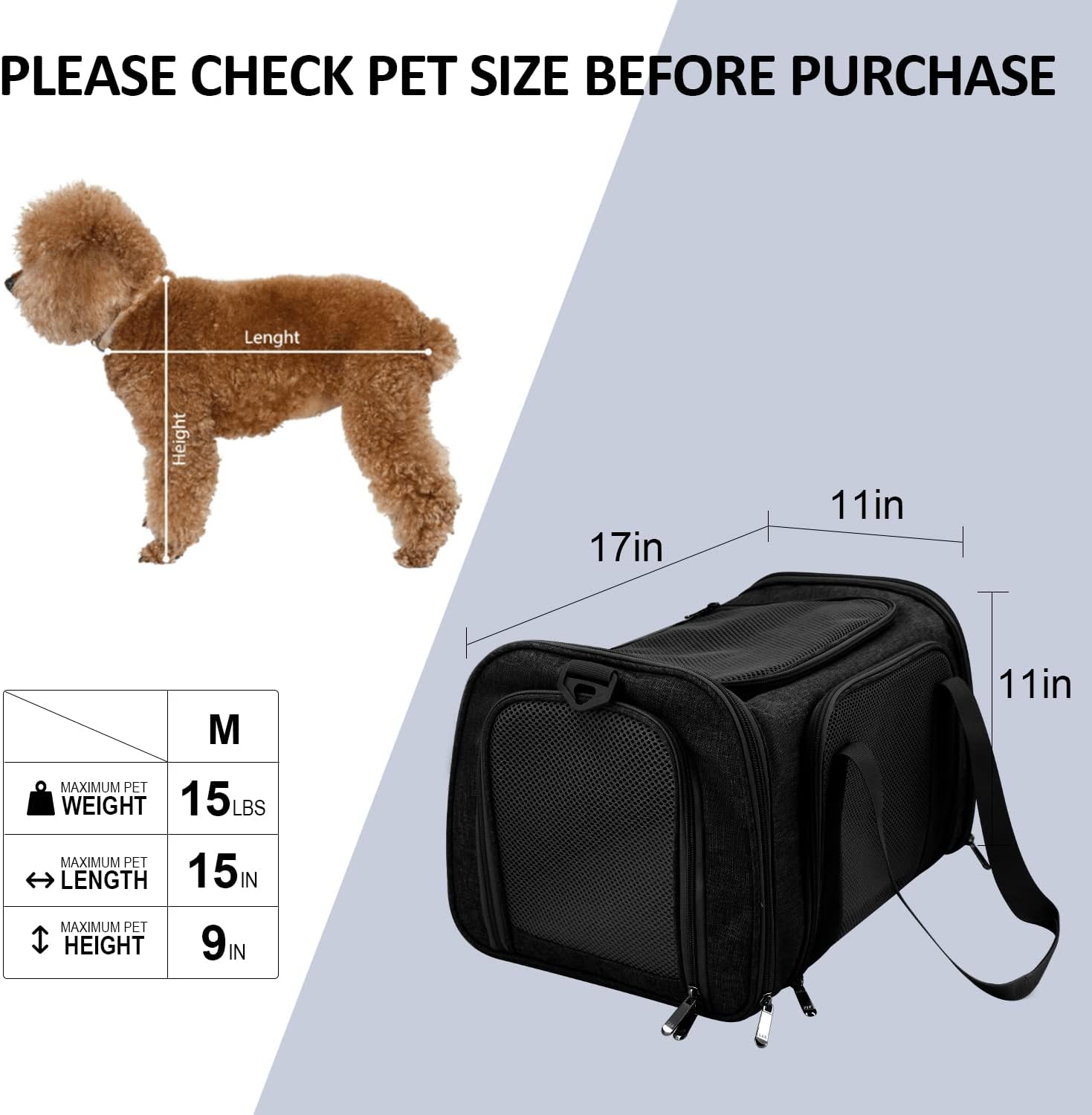 Dog bag carrier for small, medium-sized cats and puppies up to 7.5 kg 3
