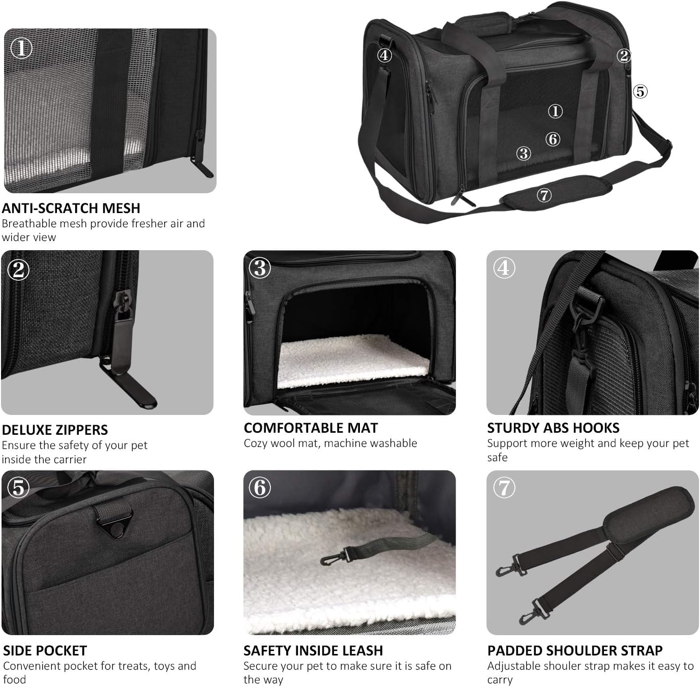 Dog bag carrier for small, medium-sized cats and puppies up to 7.5 kg 5