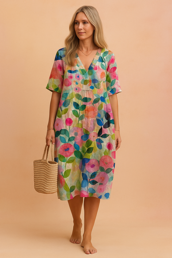 Dominica | Casual Floral V-Neck Dress 0