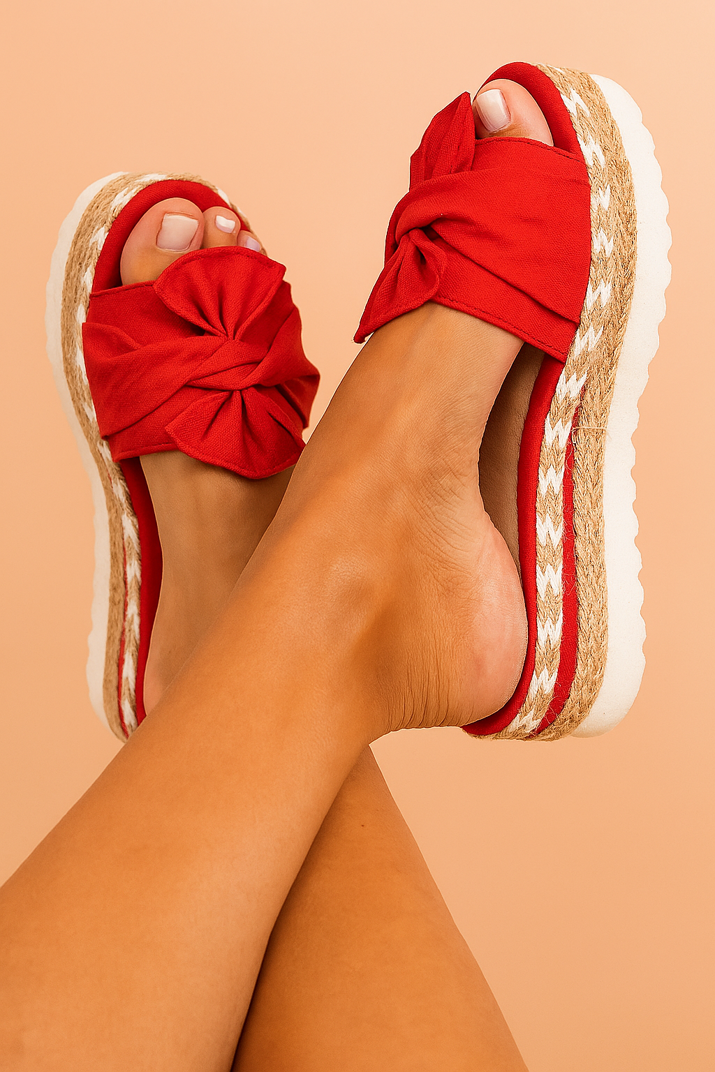 Dominika | Platform flip-flops with a bow 4
