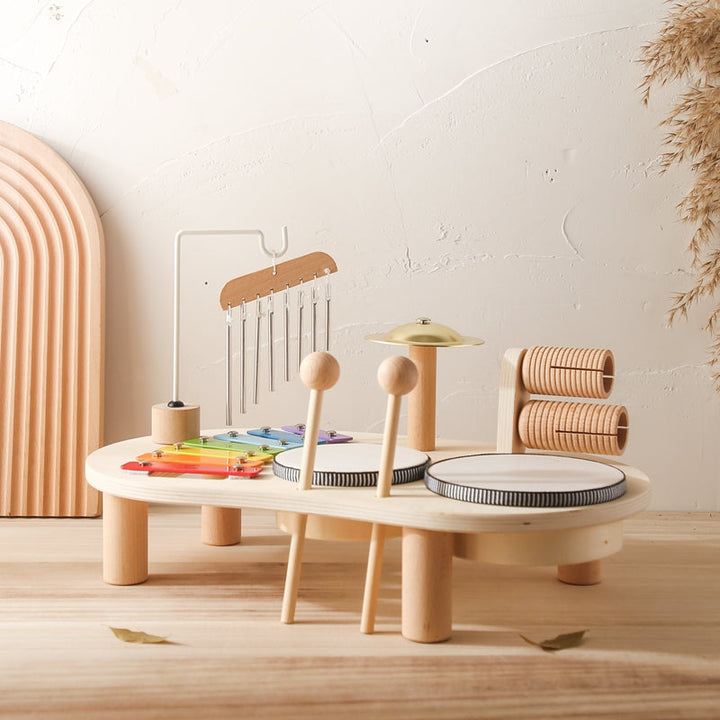 Educational Wooden Music Table – Xylophone, Drums & Rattles for Creative Kids Play 0