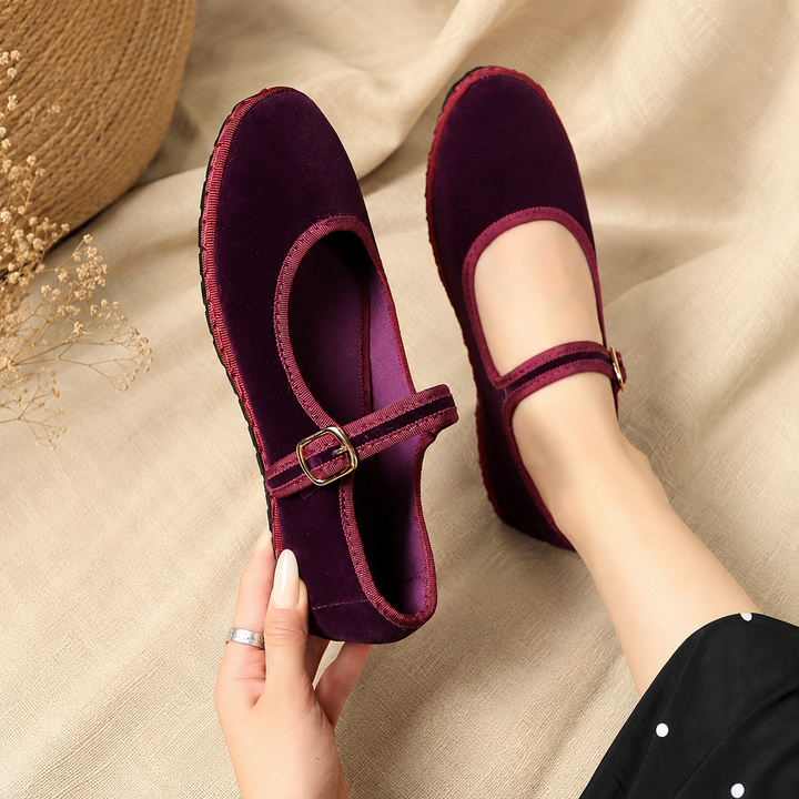 Ballerines Mary Jane avec soutien de la voûte plantaire pour femmes - Chaussures plates élégantes à bout rond avec bride à boucle