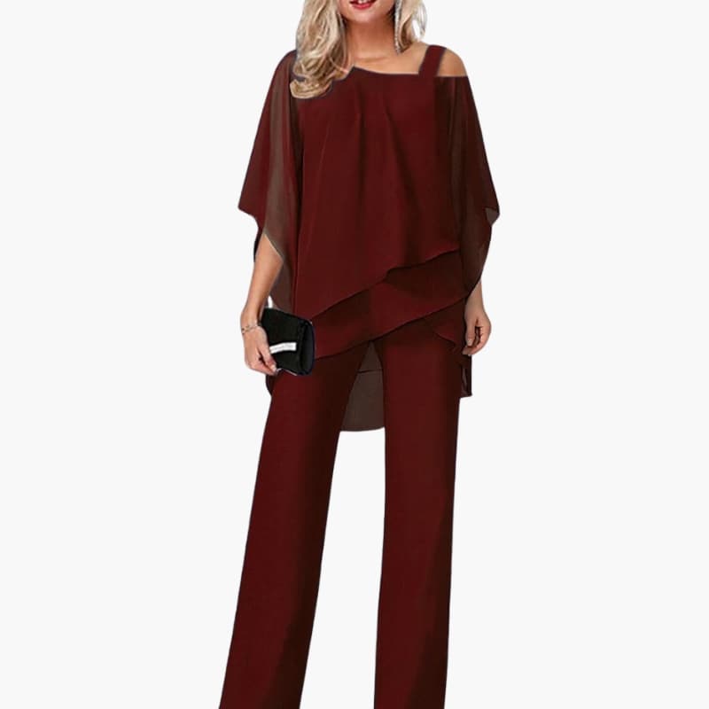 Elegant Cold Shoulder Jumpsuit for Women with Wide-Leg Pants 0