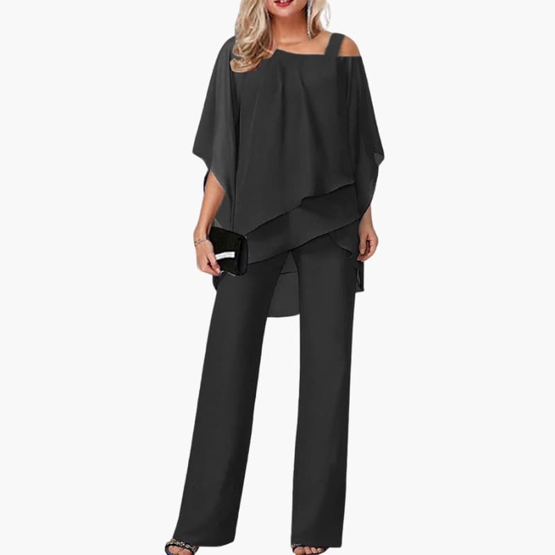 Elegant Cold Shoulder Jumpsuit for Women with Wide-Leg Pants 3