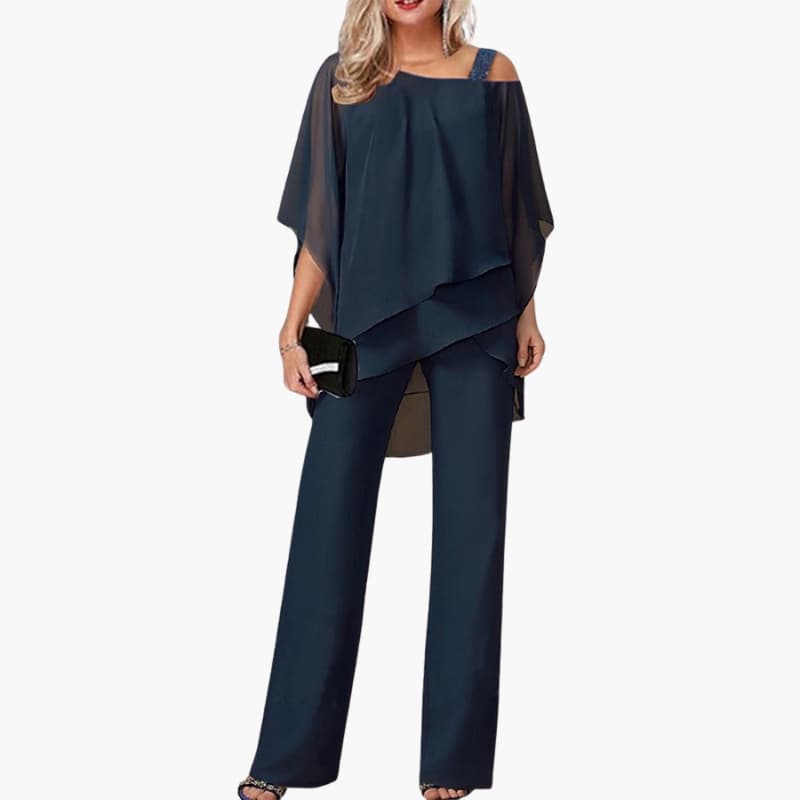 Elegant Cold Shoulder Jumpsuit for Women with Wide-Leg Pants 4