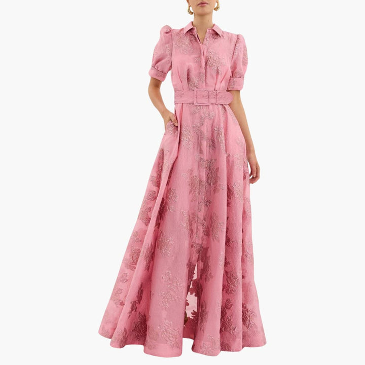 Elegant Floral Maxi Dress with Puff Sleeves for Women - Perfect for Summer Events 0