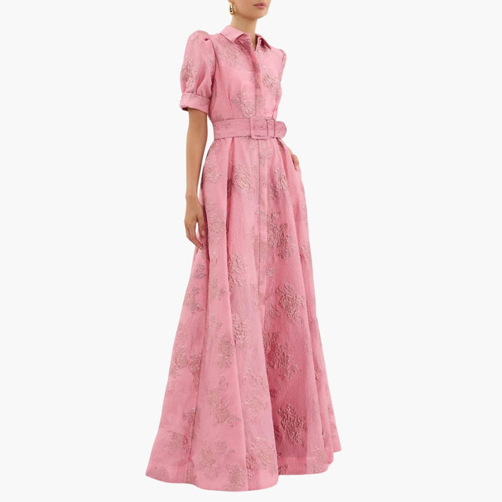 Elegant Floral Maxi Dress with Puff Sleeves for Women - Perfect for Summer Events 1