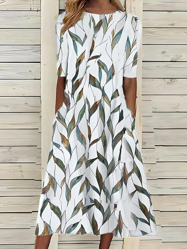 Elegant Floral Midi Dress for Women - Flattering A-Line Design 2