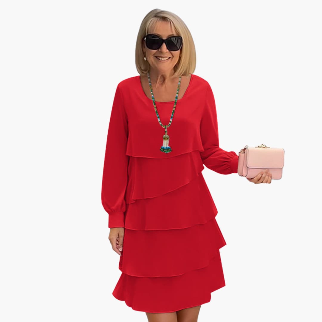 Elegant Layered Maxi Dress for Women - Stylish Summer Dress with Long Sleeves and Round Neckline 1