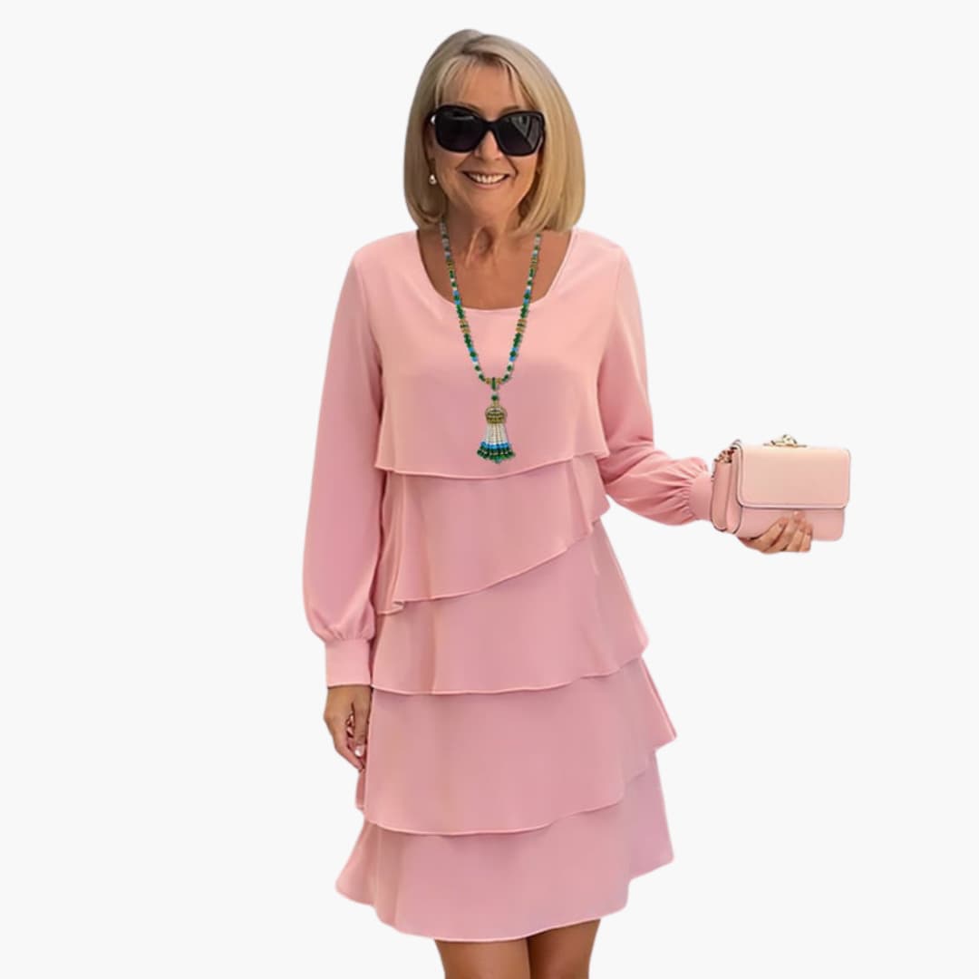 Elegant Layered Maxi Dress for Women - Stylish Summer Dress with Long Sleeves and Round Neckline 2
