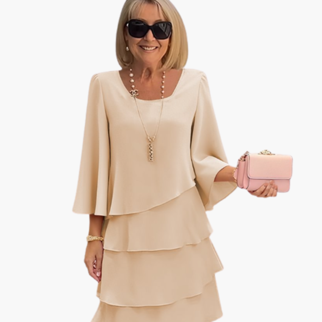 Elegant Layered Maxi Dress for Women - Stylish Summer Dress with Long Sleeves and Round Neckline 3