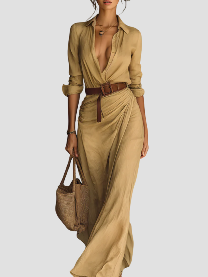 Elegant Long Shirt Dress for Women - Versatile Day to Evening Style 0