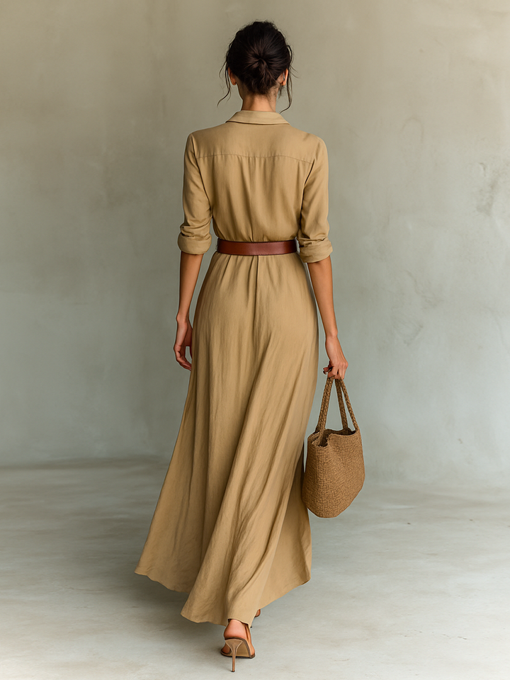 Elegant Long Shirt Dress for Women - Versatile Day to Evening Style 3