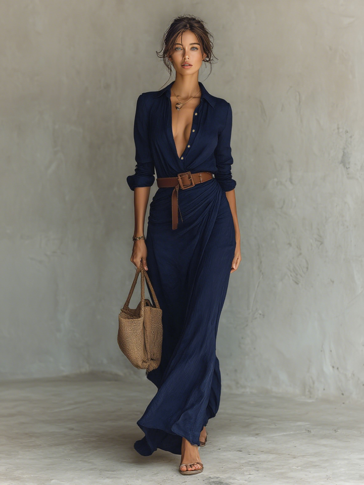 Elegant Long Shirt Dress for Women - Versatile Day to Evening Style 4