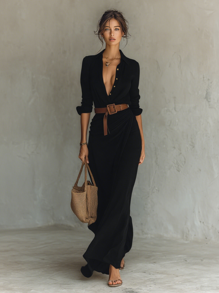 Elegant Long Shirt Dress for Women - Versatile Day to Evening Style 5