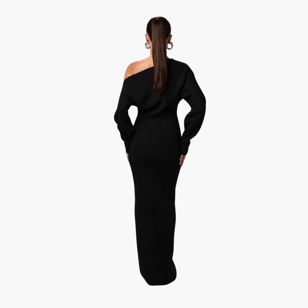 Elegant Off-Shoulder Black Maxi Dress for Women - Stylish Formal Evening Wear 1