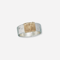 Elegant Silver Ring with Gold Accent – Unique Handcrafted Design 0