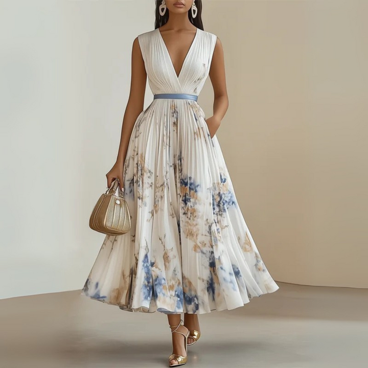 Elegant Sleeveless White Maxi Dress for Women - Flowy Summer Dress 0