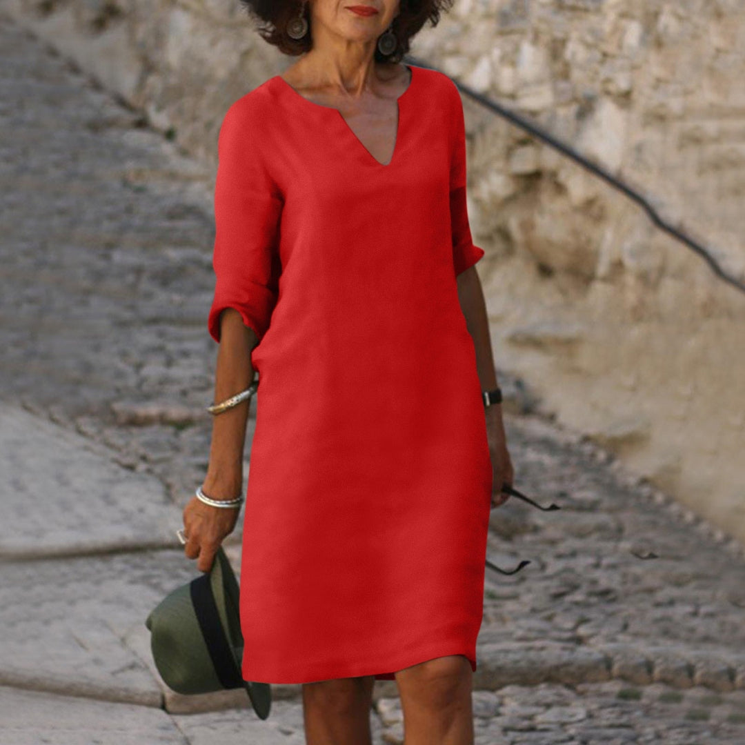Elegant V-Neck Dress for Women - Flattering Silhouette & Versatile Style 5