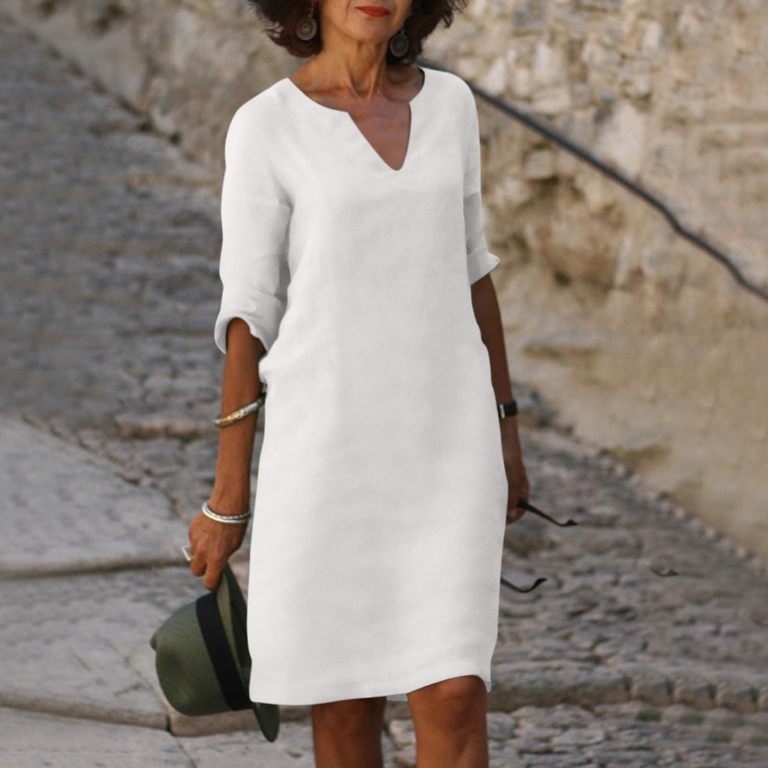 Elegant V-Neck Dress for Women - Flattering Silhouette & Versatile Style 6