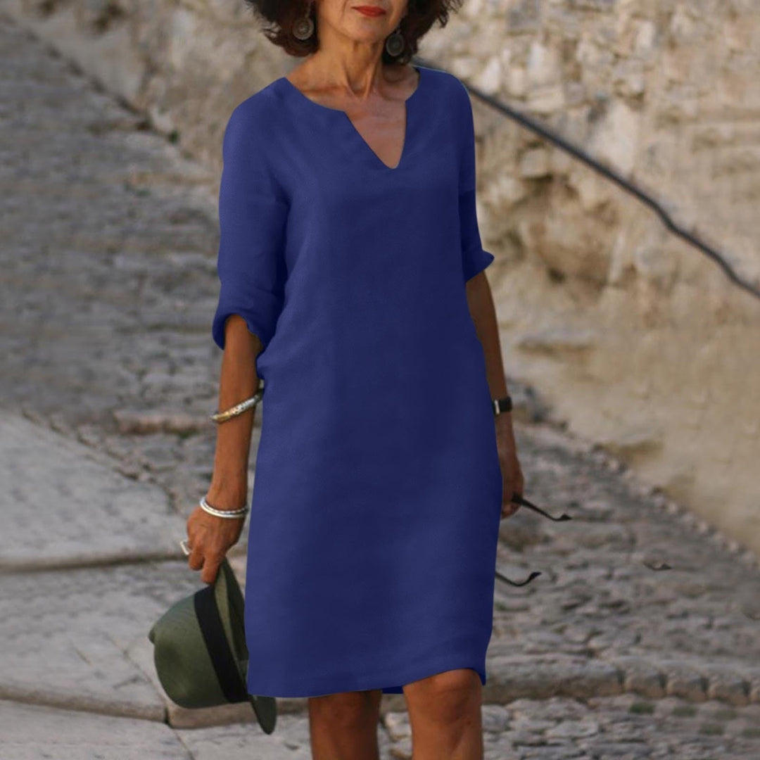 Elegant V-Neck Dress for Women - Flattering Silhouette & Versatile Style 8