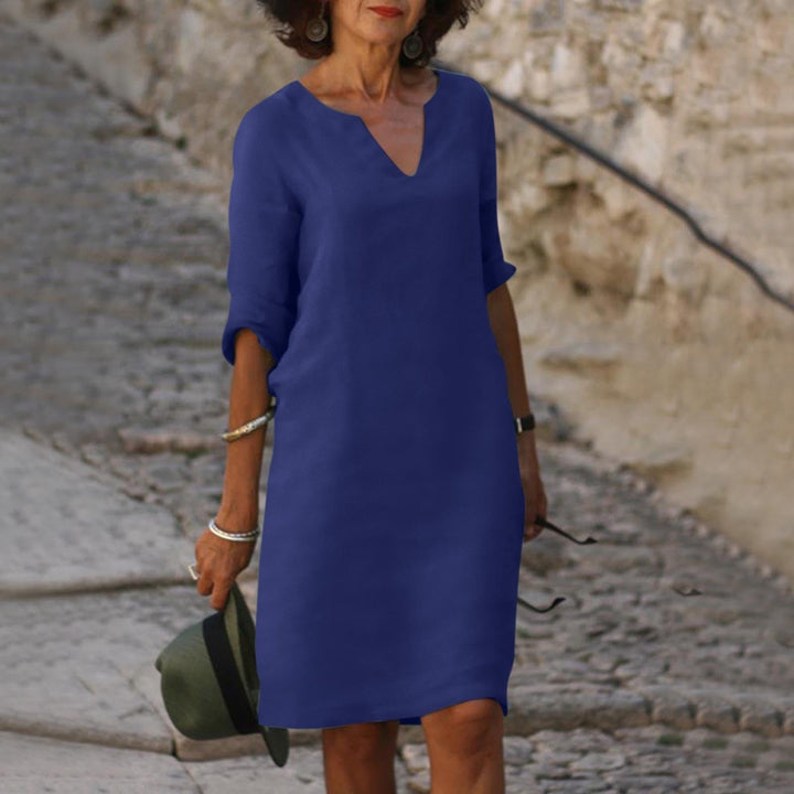 Elegant V-Neck Dress for Women - Flattering Silhouette & Versatile Style 8