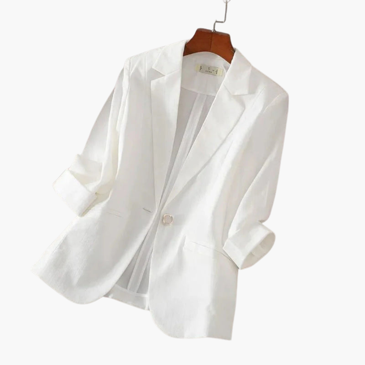 Elegant Women's Blazer with Roll-Up Sleeves for Chic Summer Style 2