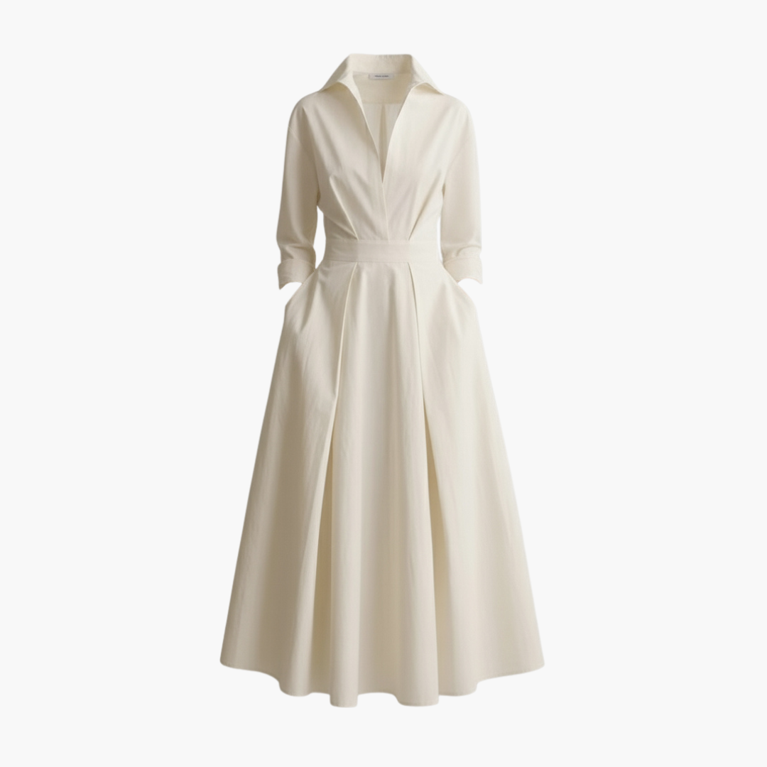Elegant Women's Long Shirt Dress with Defined Waist and Button Front - Perfect for Formal Events and Chic Occasions 1