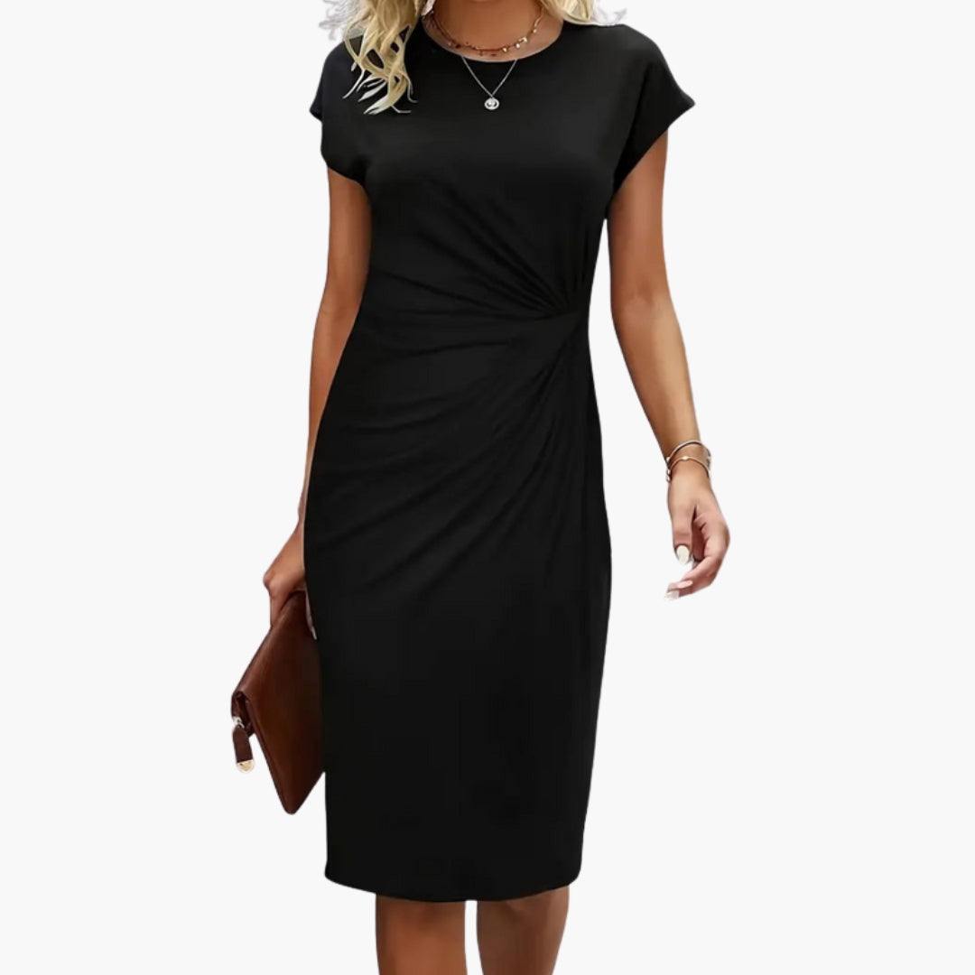 Elegant Women's Midi Dress - Flattering Round Neckline & Defined Waist - Perfect for Summer Occasions 0