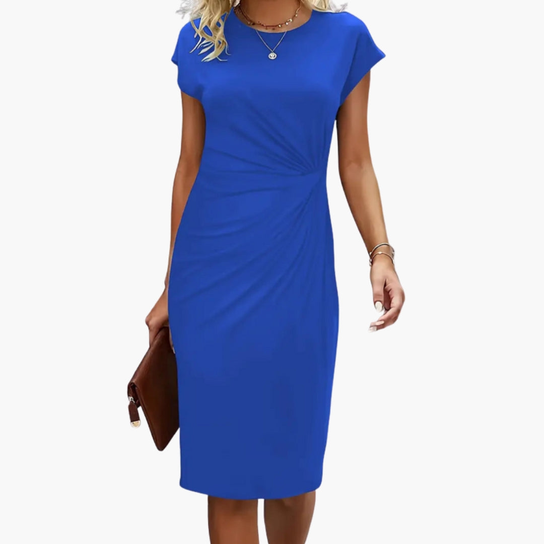 Elegant Women's Midi Dress - Flattering Round Neckline & Defined Waist - Perfect for Summer Occasions 2