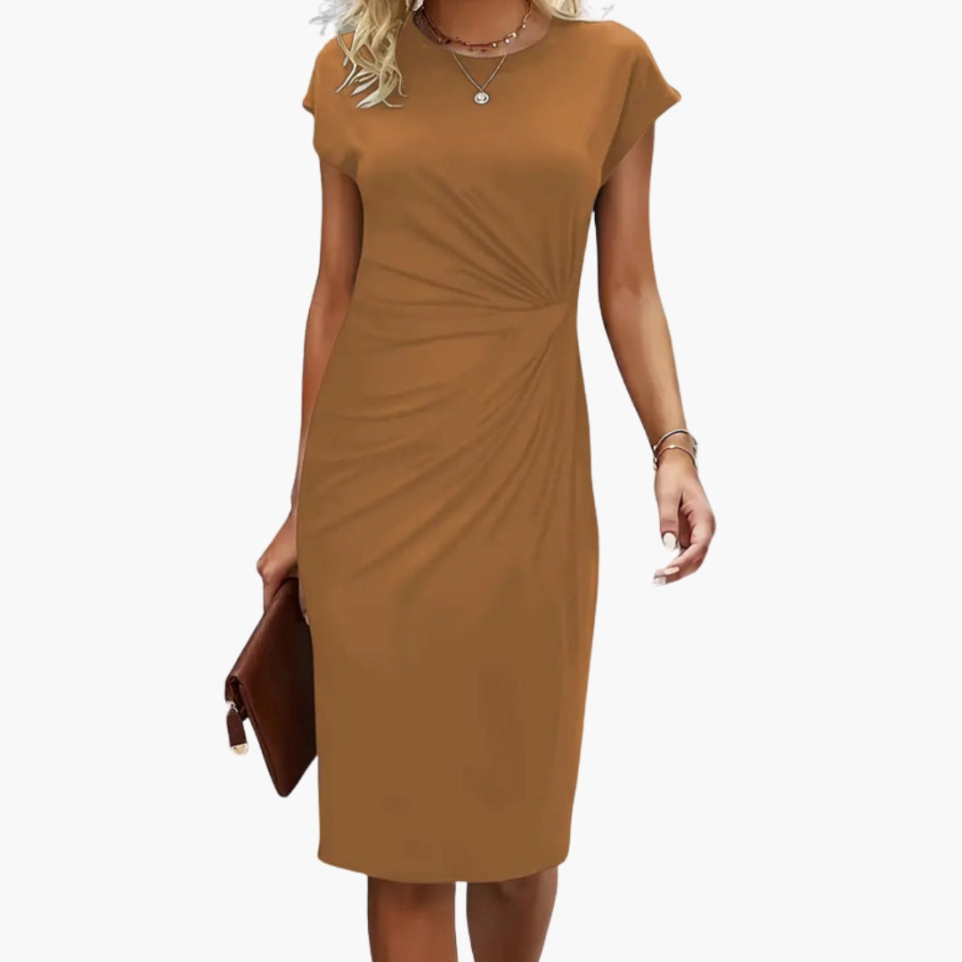 Elegant Women's Midi Dress - Flattering Round Neckline & Defined Waist - Perfect for Summer Occasions 3