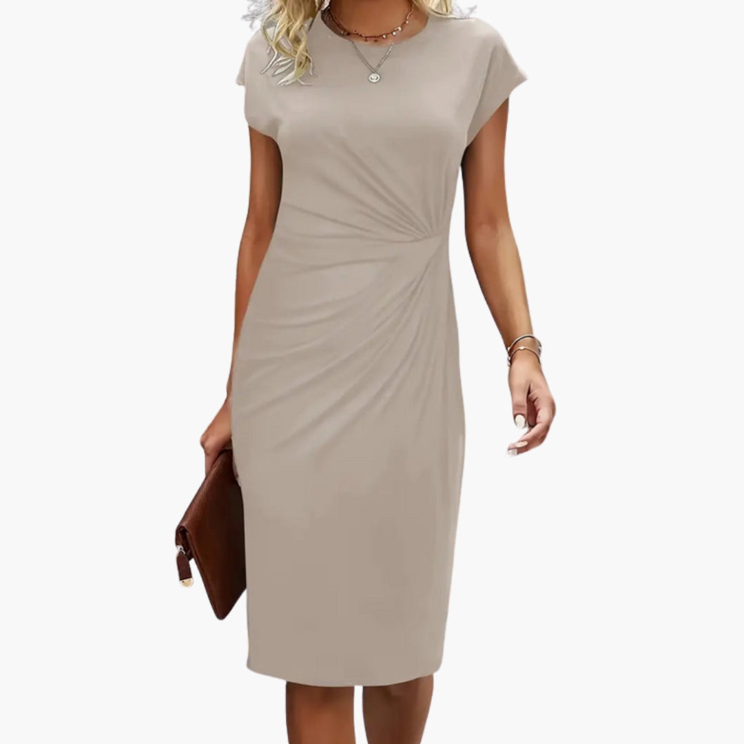 Elegant Women's Midi Dress - Flattering Round Neckline & Defined Waist - Perfect for Summer Occasions 4