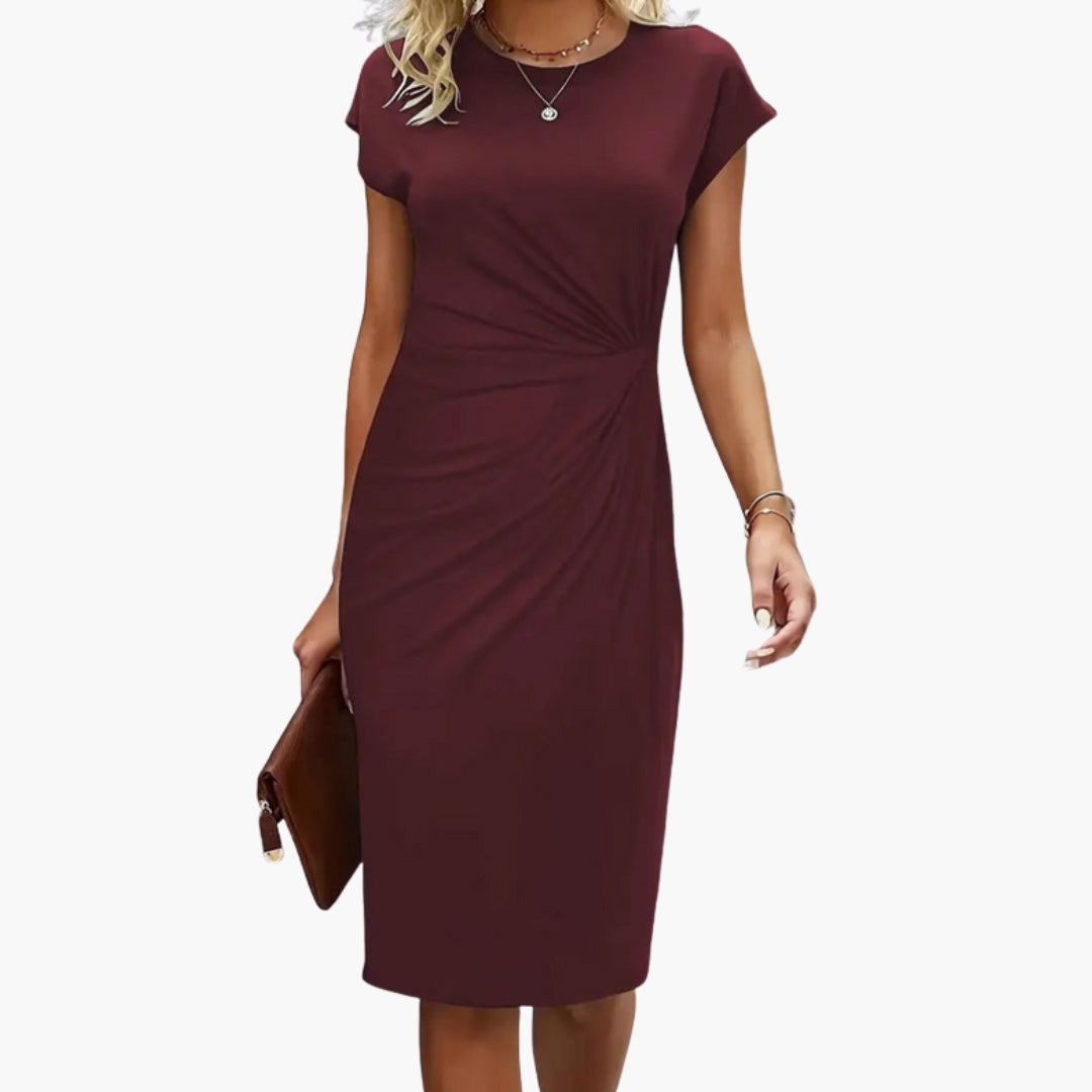 Elegant Women's Midi Dress - Flattering Round Neckline & Defined Waist - Perfect for Summer Occasions 8