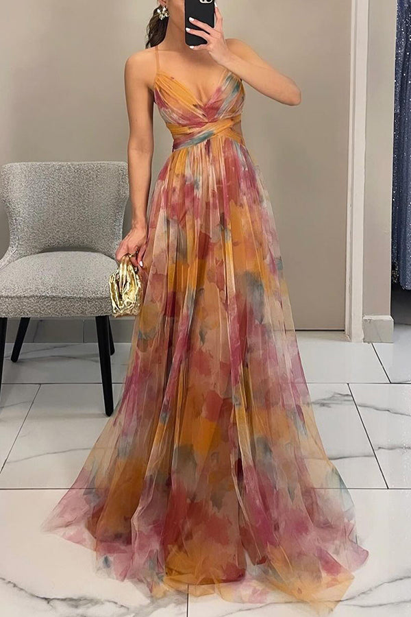 Elegant Women's V-Neck Maxi Dress with Flowing Skirt 3