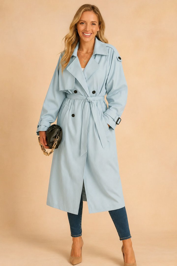 Harlani | Women's Double-Breasted Classic Trench Coat