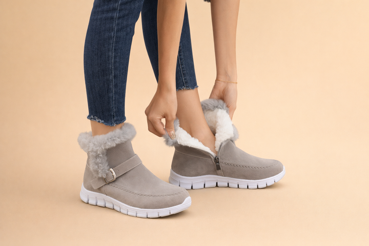 Bottes mi-mollet en velours pour femmes – Confort douillet et élégant