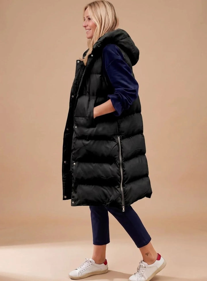 Elfriede | Bodywarmer Damen Langer Gesteppter Kapuzen-Steppweste 2