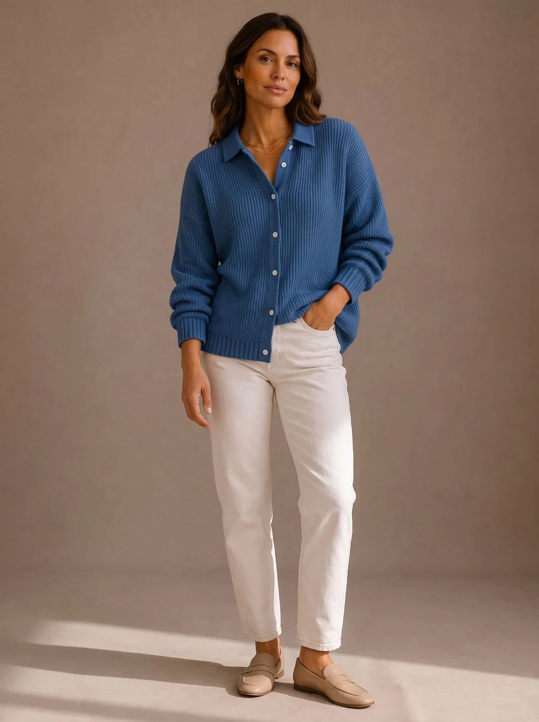 Elfriede | Damen Oversized Cardigan mit Kragen und Knopfleiste 0