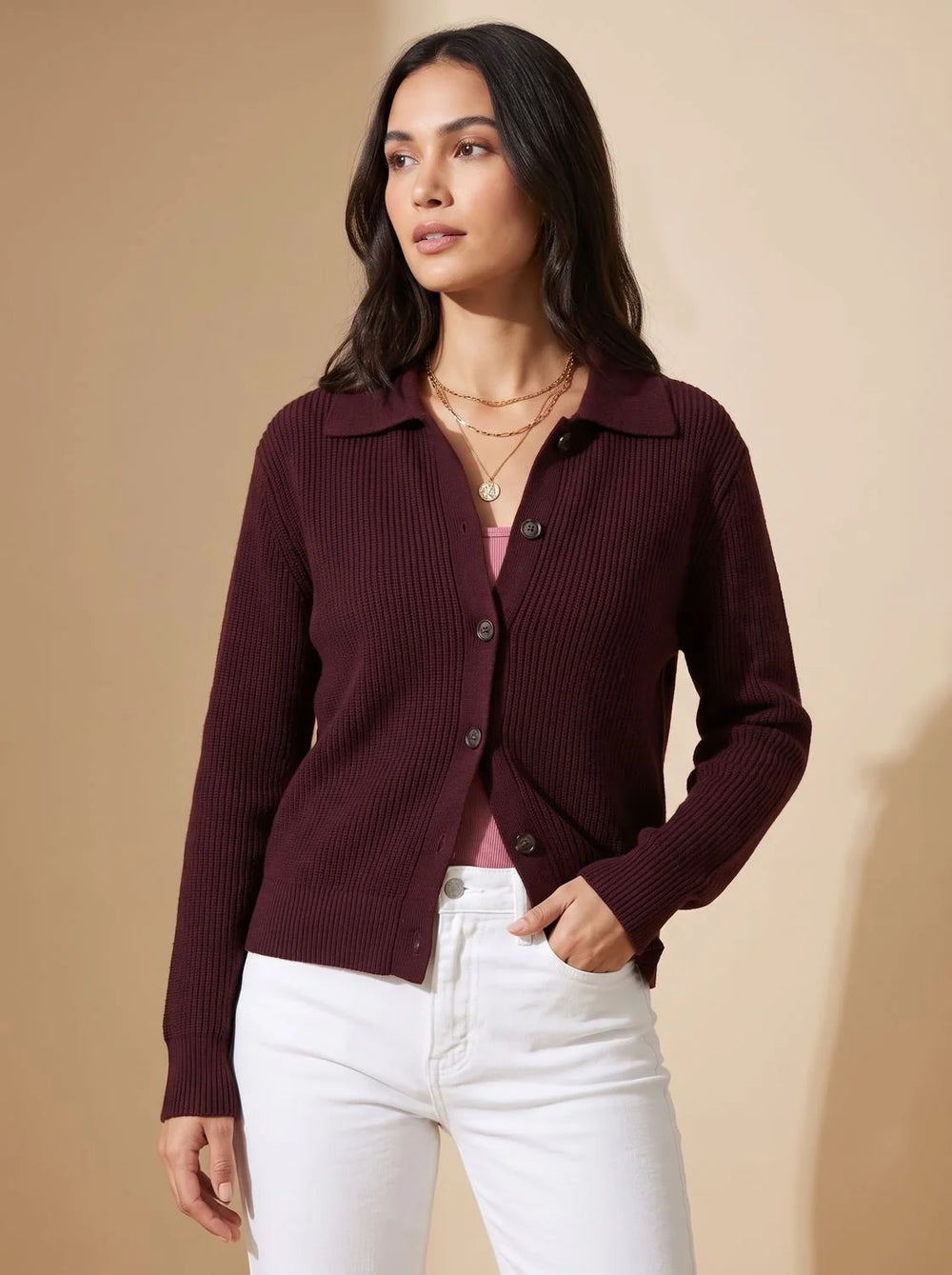 Elfriede | Damen Oversized Cardigan mit Kragen und Knopfleiste 1